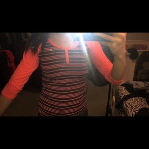 Black / peach baseball tee (half sleeve)